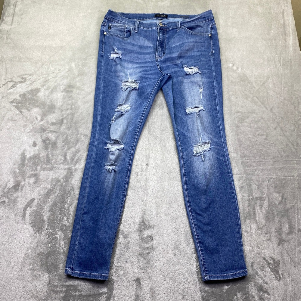 Judy Blue JB8261MD‎ Women Skinny Fit Distressed Denim Jeans Medium Wash 1XL